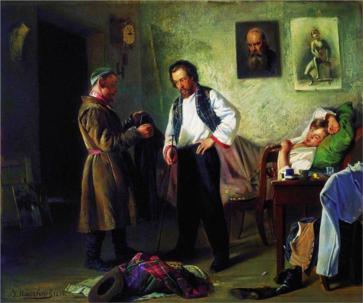 The artist, selling old stuff to Tatar (Artist's Studio), Vladimir Makovsky